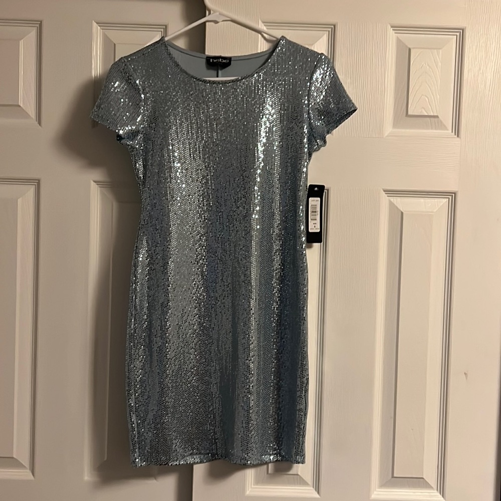 Bebe blue sequined mini dress